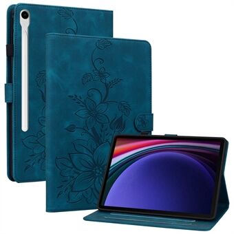 Voor Samsung Galaxy Tab S9 / Tab S7 / Tab S8 hoesje PU leder+TPU lelie bloem tablethouder schelp