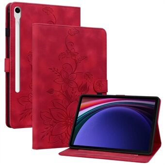 Voor Samsung Galaxy Tab S9 / Tab S7 / Tab S8 hoesje PU-leer+TPU Leliebloem Tablet Stand Hoes