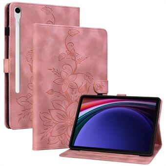 Voor Samsung Galaxy Tab S9 / Tab S7 / Tab S8 hoesje van PU-leer+TPU met leliebloem tablet standaard hoesje.