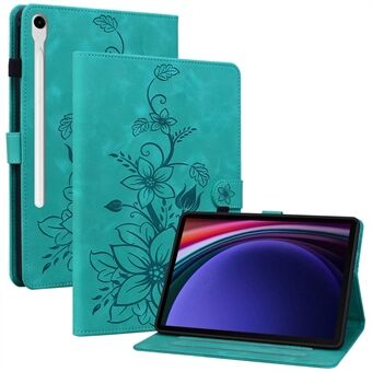 Voor Samsung Galaxy Tab S9 / Tab S7 / Tab S8 Hoesje PU Leer+TPU Lelie Bloem Tablet Stand Shell