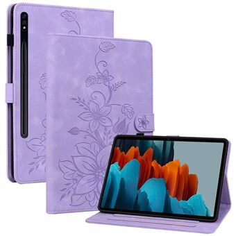 Voor Samsung Galaxy Tab S7 / S8 Hoesje Bloemenopdruk PU Leren Tablet Hoesje dat beschermt tegen vallen.