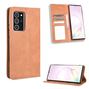 Auto-geabsorbeerde PU lederen shell portemonnee retro cover voor Samsung Galaxy Note20 Ultra/20 Ultra 5G