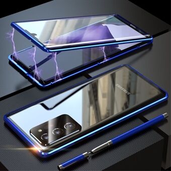 Magnetische Installatie Metalen Frame + Gehard Glas All-side Beschermhoes met Lens Cover voor Samsung Galaxy Note20 Ultra/Note20 Ultra 5G