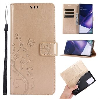 Vlinderbloem reliëf TPU + PU lederen portemonnee Stand cover voor Samsung Galaxy Note20 Ultra / Note20 Ultra 5G