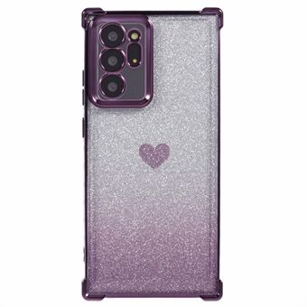 Voor Samsung Galaxy Note20 Ultra / Note20 Ultra 5G hoesje met hartpatroon, elektroplating TPU glitter telefoonhoesje.