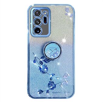 Voor Samsung Galaxy Note20 Ultra / Note20 Ultra 5G Strass Bloem Ring Kickstand Cover Glitter Gradiënt TPU Case