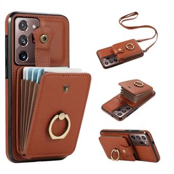 Voor Samsung Galaxy Note20 Ultra 5G/Note20 Ultra Hoesje TPU+PU Lederen Kaarthouder Standaard Telefoonhoes