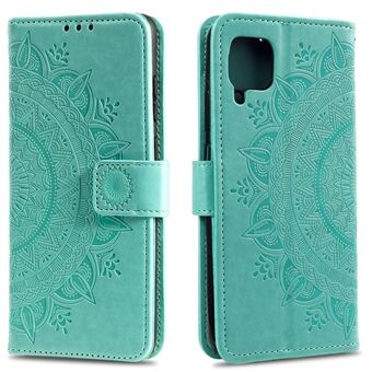 Opdruk Flower Leather Shell Cover voor Samsung Galaxy A42 5G