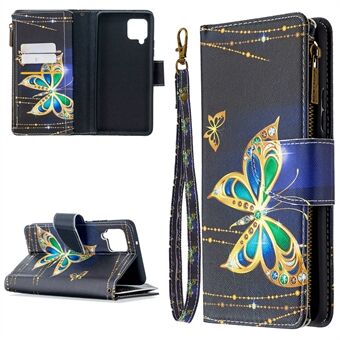 BF03 Patroon Afdrukken Rits Portemonnee Lederen Telefoonhoesje voor Samsung Galaxy A42 5G