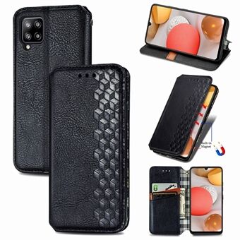 Modieuze auto-geabsorbeerde Rhombus Texture PU lederen portemonnee telefoonhoes voor Samsung Galaxy A42 5G