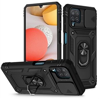 Voor Samsung Galaxy A42 5G Telefoon Cover Ring Kickstand Meerdere Bescherming Mobiele Telefoon Case Kaarthouder met Schuif Camera Deksel