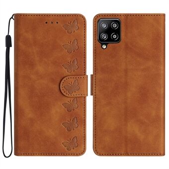 Leren hoes voor de Samsung Galaxy A42 5G Horizontal Stand Wallet Flip Case met vlinderprint