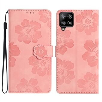 Voor Samsung Galaxy A42 5G Bloemen Patroon Telefoon Stand Case PU Lederen Portemonnee Anti-drop Cover