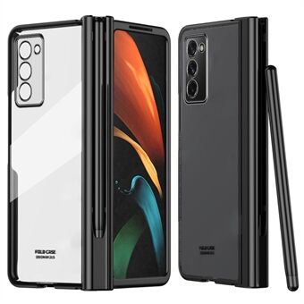 For Samsung Galaxy Z Fold2 5G Tempered Glass Film Full Protection Electroplating PC Phone Case with Pen Slot Hinge and Stylus Pen