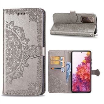 Reliëf Mandala Flower Wallet Leather Shell voor Samsung Galaxy S20 FE 4G/FE 5G/S20 Lite/S20 FE 2022