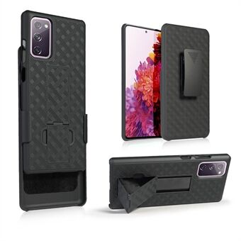 Draaibare Riemclip Holster PC + TPU Geweven Textuur Cover voor Samsung Galaxy S20 FE 4G/5G/2022/S20 Lite