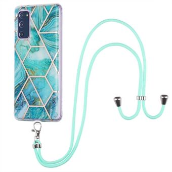 IMD Electroplating Marble Pattern Phone Shell Splicing TPU Protector Cover met Lanyard voor Samsung Galaxy S20 FE/S20 Fan Edition/S20 FE 5G/S20 Fan Edition 5G/S20 Lite/S20 FE 2022