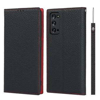 Litchi Texture Stand lederen tas met riem voor Samsung Galaxy S20 FE/S20 FE 5G/S20 Lite/S20 FE 2022 - zwart