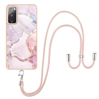 Marble Pattern IMD Soft Electroplated TPU Anti Scratch Shockproof Case met Lanyard voor Samsung Galaxy S20 FE/S20 FE 5G/S20 Lite/S20 FE 2022