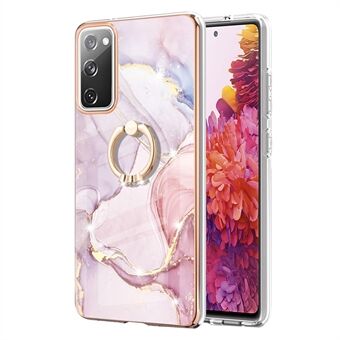 Slijtvaste IML IMD Marmer Patroon Flexibele TPU Cover Galvaniseren Telefoon Case met Kickstand voor Samsung Galaxy S20 FE/S20 FE 5G/S20 Lite/S20 FE 2022