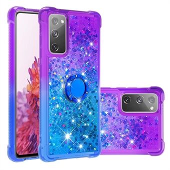 Anti-val Ring Kickstand Zachte TPU Gradient Quicksand Cover Stromend Vloeibaar Ontwerp Stijlvol Telefoonhoesje voor Samsung Galaxy S20 FE 2022/S20 FE 4G/5G/S20 Fan Edition 4G/5G/S20 Lite