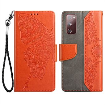 Wallet Stand Phone Case voor Samsung Galaxy S20 FE 2022/S20 FE 4G/FE 5G/S20 Lite Scratch PU lederen hoes Vlinderbloem bedrukte telefoonbeschermer