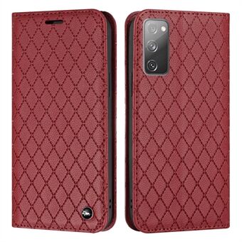 Voor Samsung Galaxy S20 FE 4G / FE 5G / S20 Lite / S20 FE 2022 Rhombus Embossing Litchi Textuur RFID Blocking Phone Case PU Leather Stand Wallet Cover