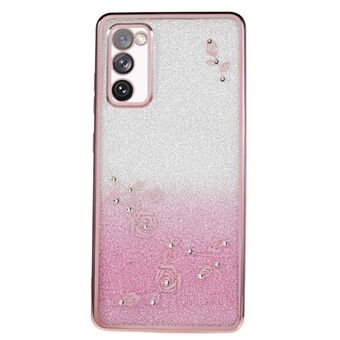 Voor Samsung Galaxy S20 FE / FE 5G / FE 2022 / S20 Lite Strass Gradiënt Glitter TPU Case Bloem Patroon Telefoon Cover