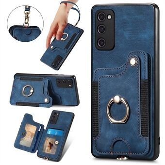 Voor Samsung Galaxy S20 FE / S20 FE 5G / S20 FE 2022 / S20 Lite RFID Blocking Phone Cover PU Leather Coated PC + TPU Card Holder Kickstand Case