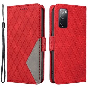 Voor Samsung Galaxy S20 FE / S20 FE 5G / S20 FE 2022 / S20 Lite Kleur Splicing Lederen Case Rhombus Bedrukt Portemonnee Stand Telefoon Cover