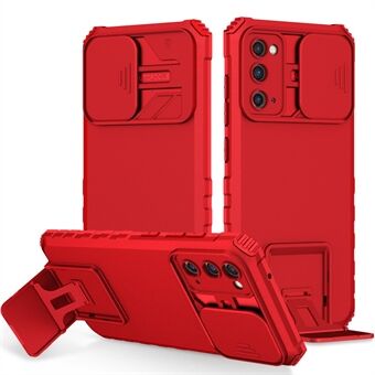 Voor Samsung Galaxy S20 FE 4G / FE 5G / Lite / FE 2022 Slide Camera Deksel Back Cover Kickstand PC + TPU Telefoon Case