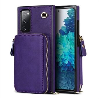 Voor Samsung Galaxy S20 FE 4G / S20 FE 5G / S20 Lite / S20 FE 2022 hoesje met ritsportemonnee TPU+PU crossbody telefoonhoesje