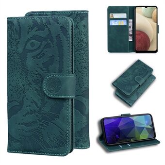 Stand Wallet Case Reliëf Tijger Patroon Lederen Cover voor Samsung Galaxy A12