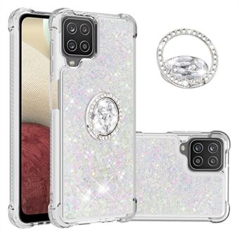 Glitter Pailletten Drijfzand Schokabsorberende TPU Telefoon Beschermhoes met Ring voor Samsung Galaxy A12 / M12