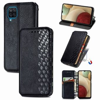 Auto-absorberende Fashion Rhombus PU-lederen portemonnee- Stand voor Samsung Galaxy A12