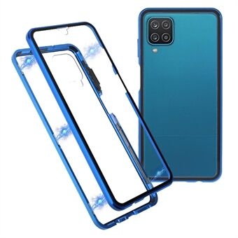 Magnetische slotinstallatie Metalen frame met dubbelzijdig gehard glas telefoonhoesje voor Samsung Galaxy A12