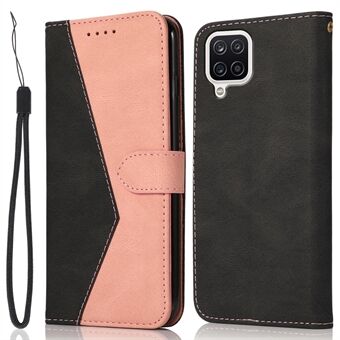 Tweekleurige gesplitste lederen Shell Stand Wallet Mobiele telefoonhoes voor Samsung Galaxy A12