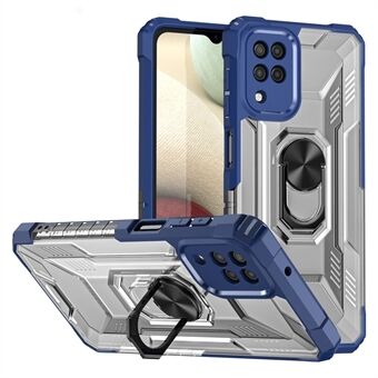 RUGGED SHIELD Armor Kickstand Ontwerp Vingerafdruk Veilig Anti-val Ondersteuning Draadloos opladen PC + TPU Telefoon Cover voor Samsung Galaxy A12