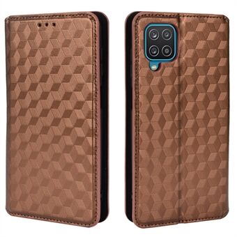 3D Rhombus Embossing Stijlvolle, goed beschermde lederen telefoonhoes Stand Wallet Cover voor Samsung Galaxy A12 / A12 Nacho