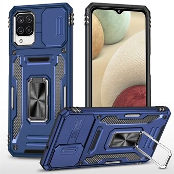 Voor Samsung Galaxy A12/F12/M12 Armor Series Hybrid Hard PC Soft TPU Shockproof Case Ring Car Mount Kickstand Back Shell met Camera Cover