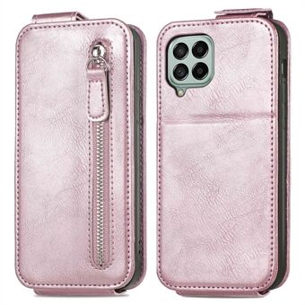 Voor Samsung Galaxy A12 PU Lederen Verticale Flip Rits Portemonnee Case Telefoon Stand Cover met Auto Mount Metalen Plaat: