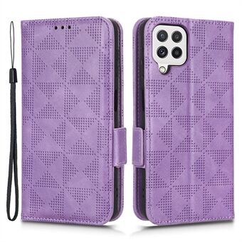 Voor Samsung Galaxy A12 / M12 PU-lederen Stand portemonnee-hoes bedrukt driehoekspatroon rondom bescherming telefoonhoes: