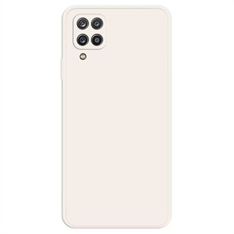 Mobiele telefoon achterkant voor Samsung Galaxy A12, rechte Edge rubberen TPU telefoonhoes met microvezel voering - beige