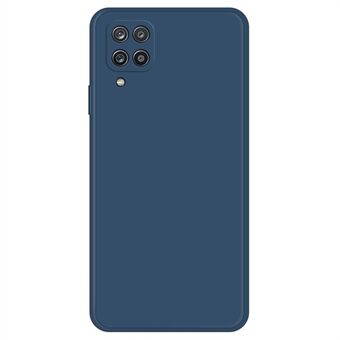 Achterkant van mobiele telefoon voor Samsung Galaxy A12, rubberen TPU-telefoonhoes met rechte Edge en voering van microvezel