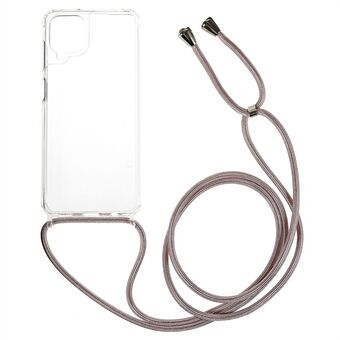 Telefoonhoesje voor Samsung Galaxy A12, transparante TPU + acryl mobiele telefoonhoes met draagkoord