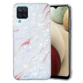 Voor Samsung Galaxy A12 IMD Design Soft TPU Telefoonhoes Shell Patroon Marmer Bloem Cover