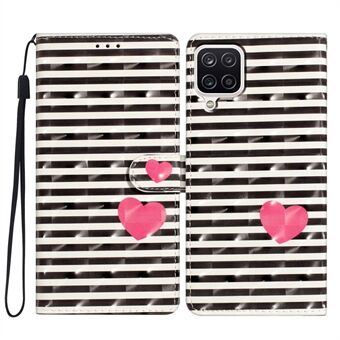 Voor Samsung Galaxy A12 Hoesje Portemonnee PU Lederen 3D Patroon Telefoonhoesje met Strap