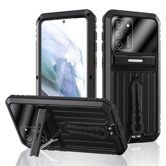 Schokbestendige TPU in militaire kwaliteit + metalen standaard Hybride telefoonhoes met schermbeschermer van gehard glas voor Samsung Galaxy S21 5G