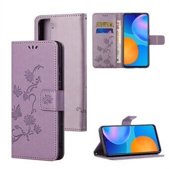 Opdruk Butterfly Flowers Leather Shell voor Samsung Galaxy S21 5G/S21 4G Wallet Phone Case