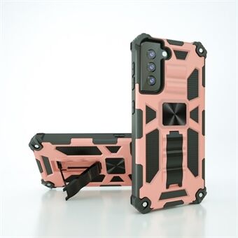 Kickstand Dropproof PC TPU Combo Cover voor Samsung Galaxy S21 Shell met magnetische metalen plaat